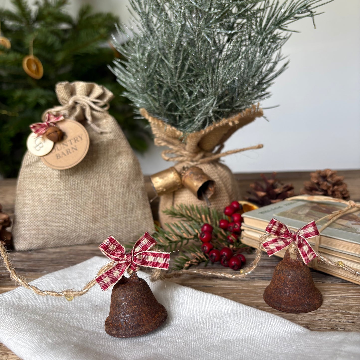 Rusty Bell Fairy Light Garland