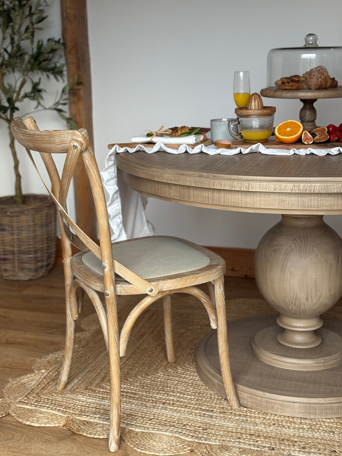 Washed Oak Dining Chairs - Set Of 2
