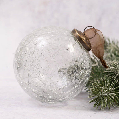 Hand Blown Glass Crackle Bauble