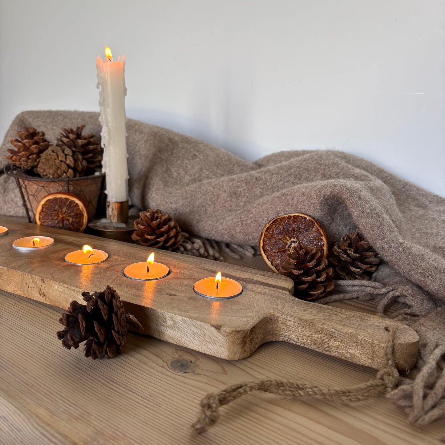 Wooden Board Tealight Holder