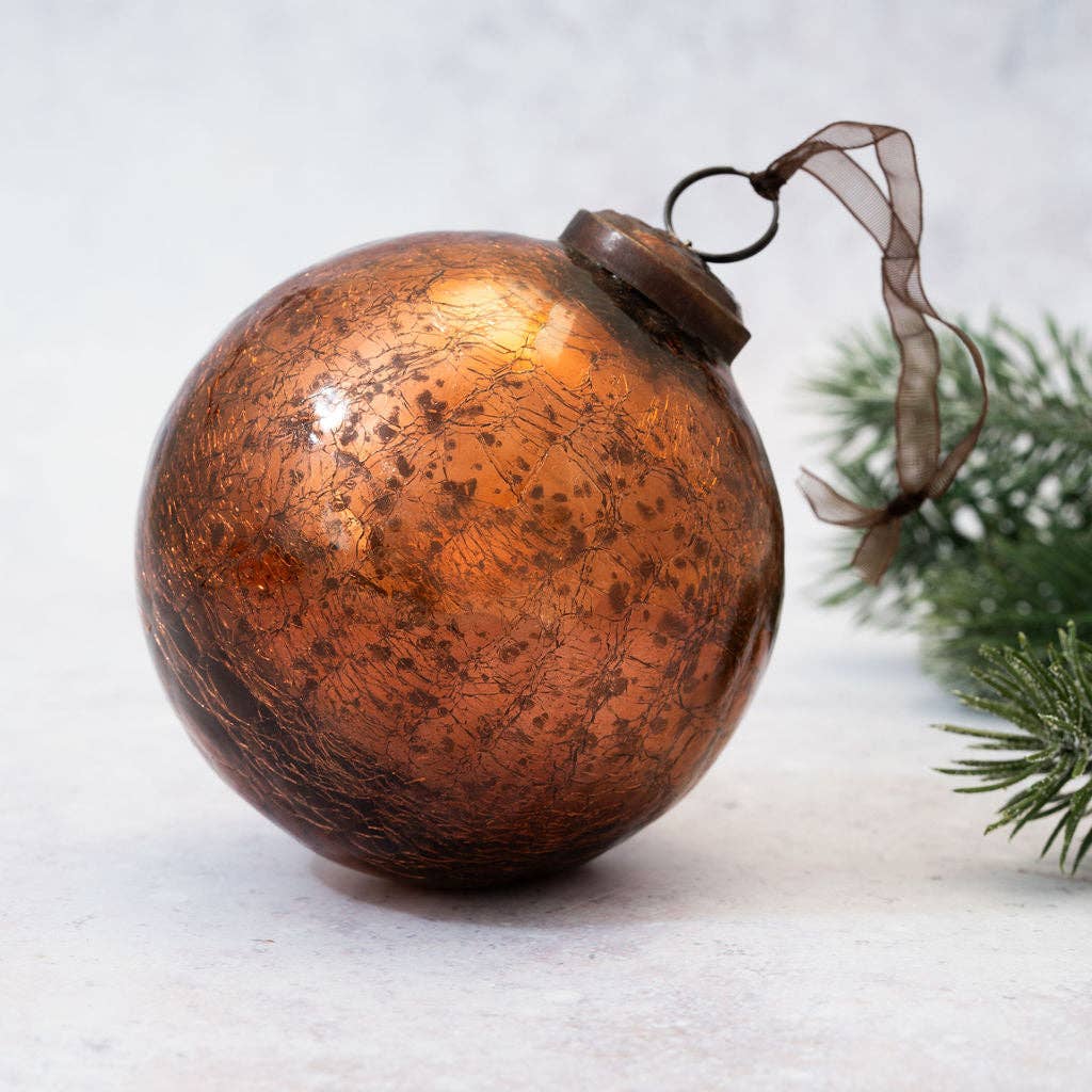 Hand Blown Glass Crackle Bauble