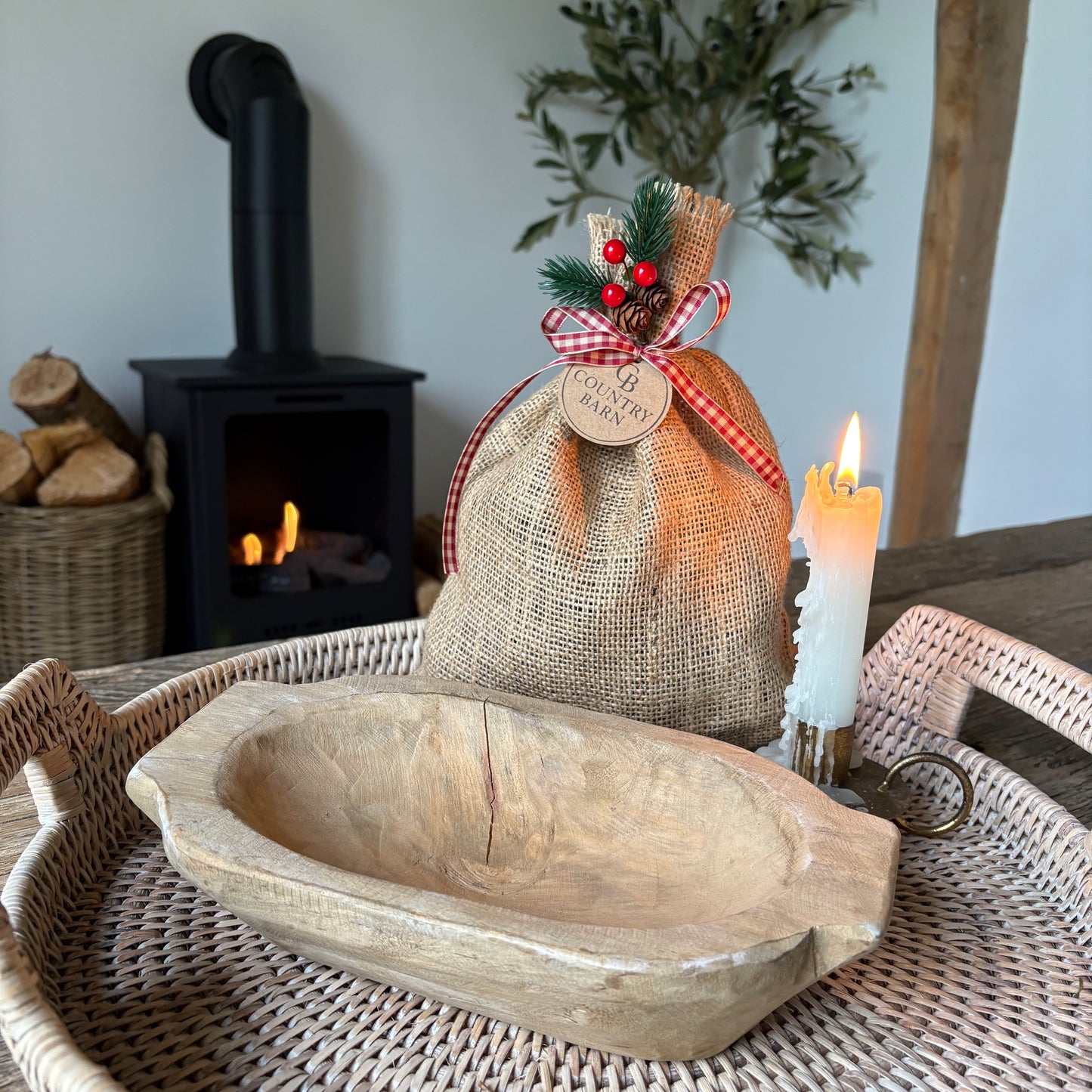Dough Bowl with Christmas Spice Potpourri
