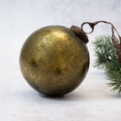 Hand Blown Glass Crackle Bauble