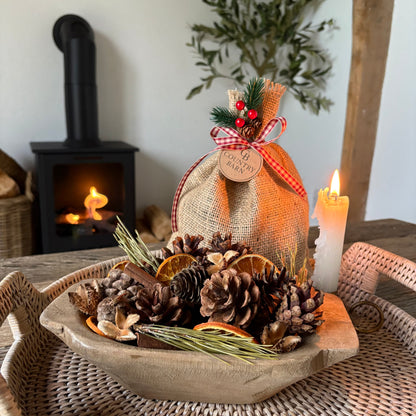 Dough Bowl with Christmas Spice Potpourri