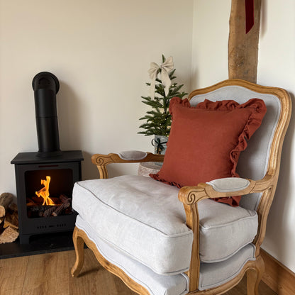 Bardney Armchair with Natural Linen and distressed solid oak frame